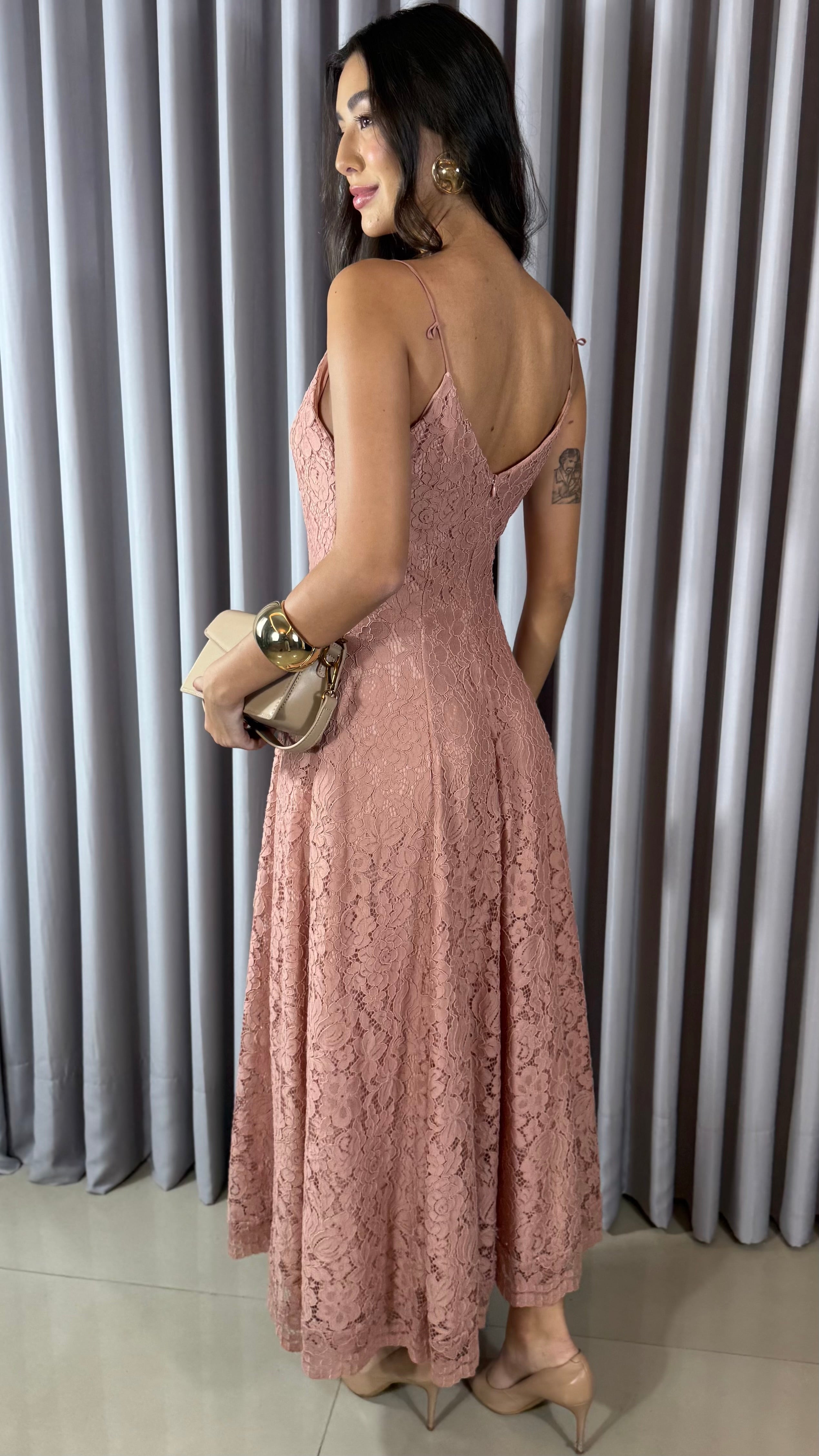 VESTIDO ROSÉ RENDA - ANNE FERNANDES
