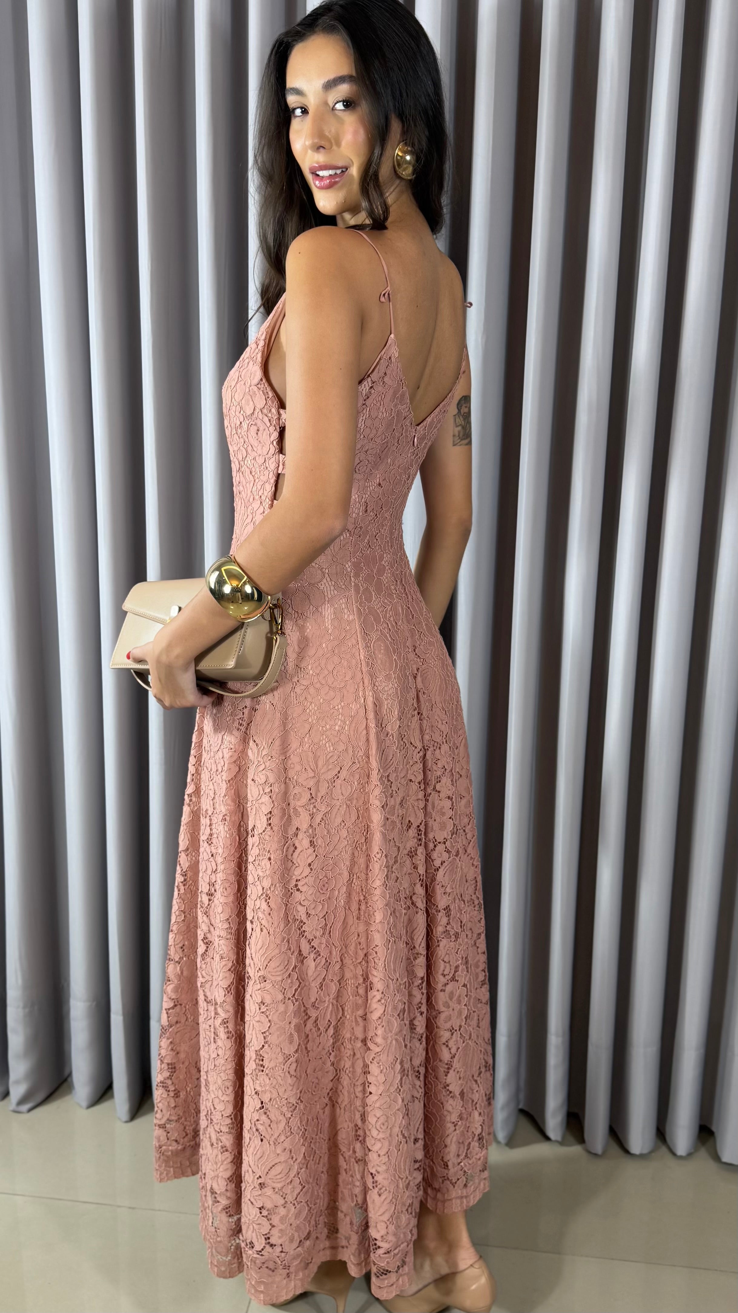 VESTIDO ROSÉ RENDA - ANNE FERNANDES