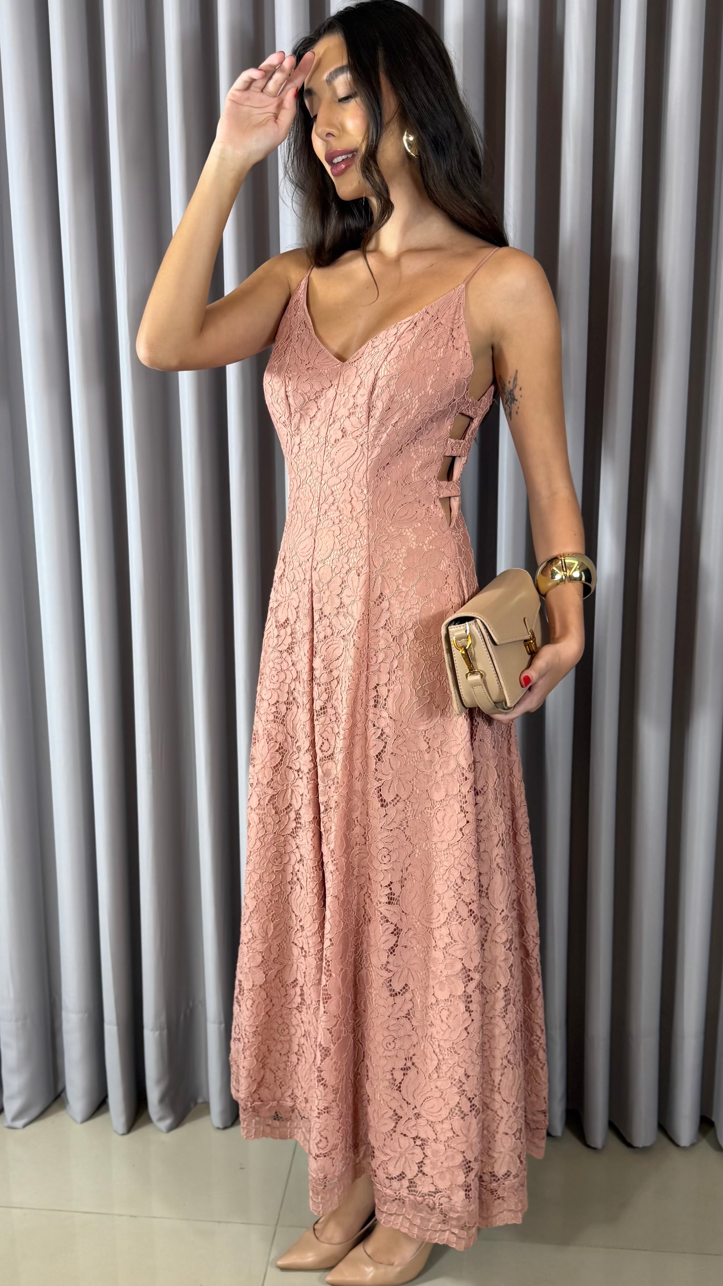 VESTIDO ROSÉ RENDA - ANNE FERNANDES