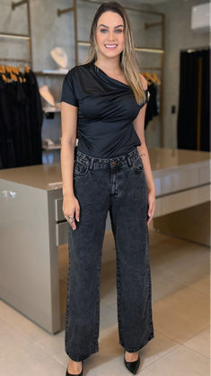 CALÇA JEANS WIDE LEG CONSCIÊNCIA
