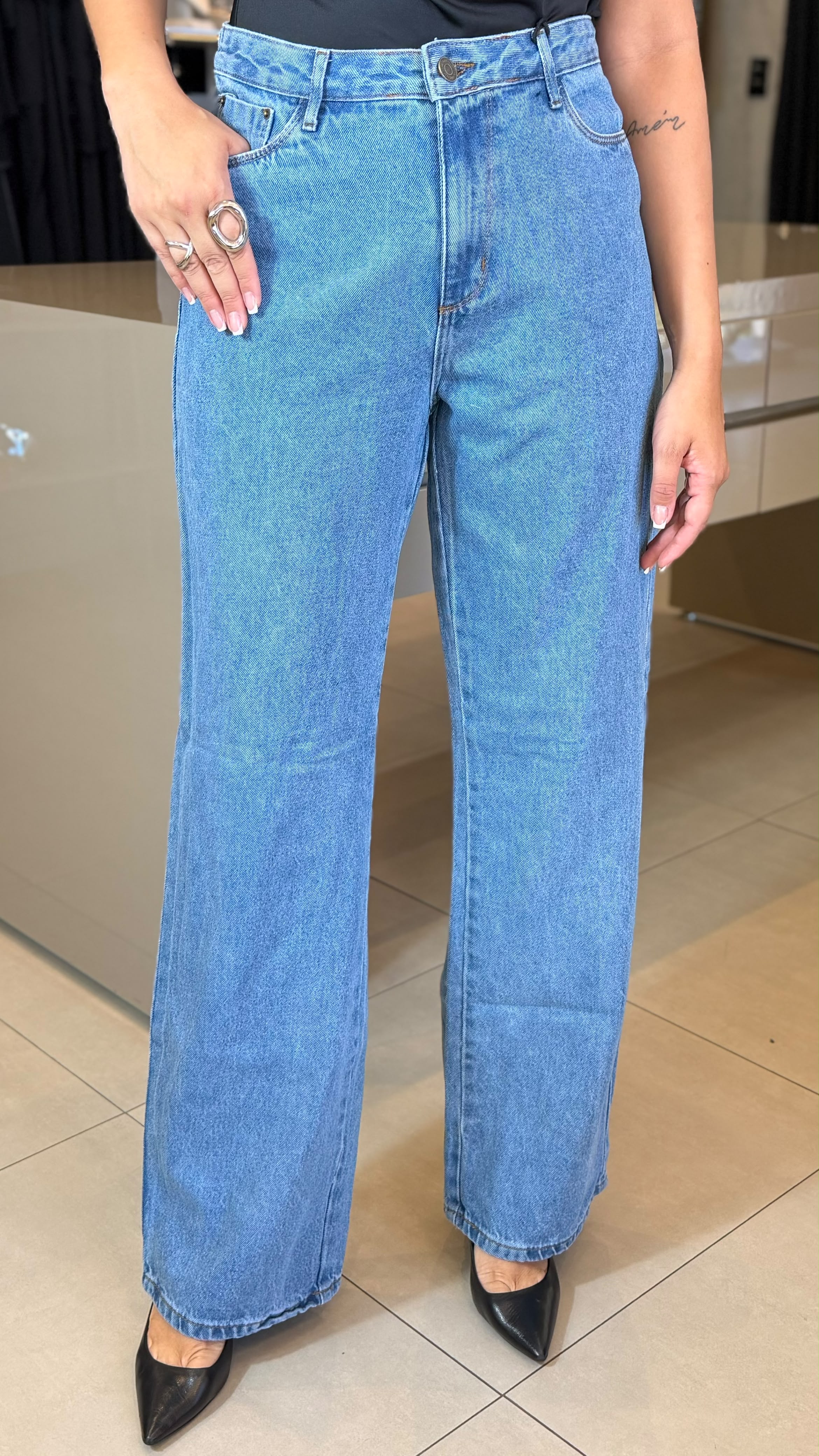 CALÇA JEANS WIDE LEG CONSCIÊNCIA