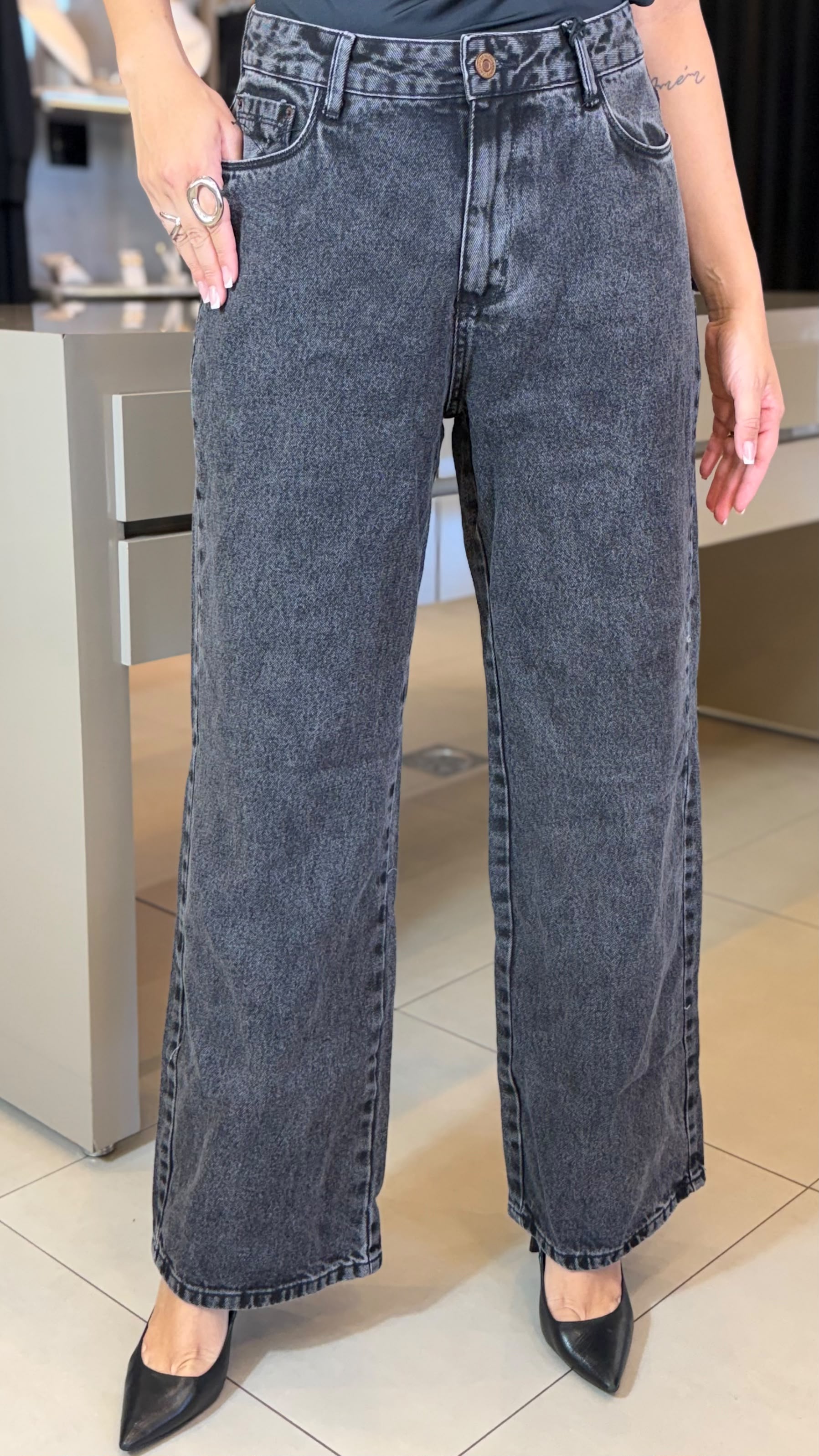 CALÇA JEANS WIDE LEG CONSCIÊNCIA